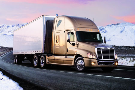 Trailer on winter highway